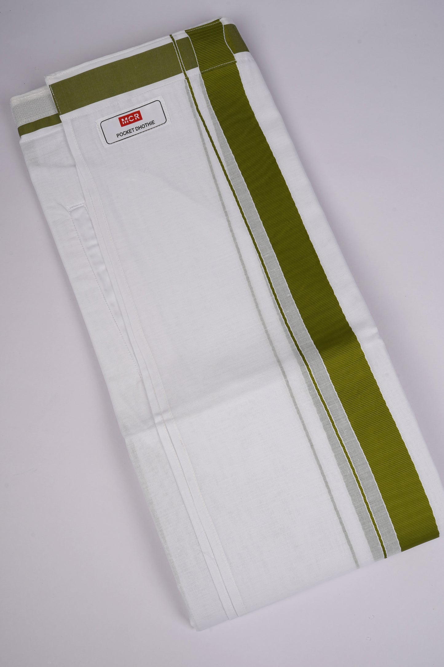 PKT FD-01 VELCRO WHITE DOUBLE DHOTI- Dark Green