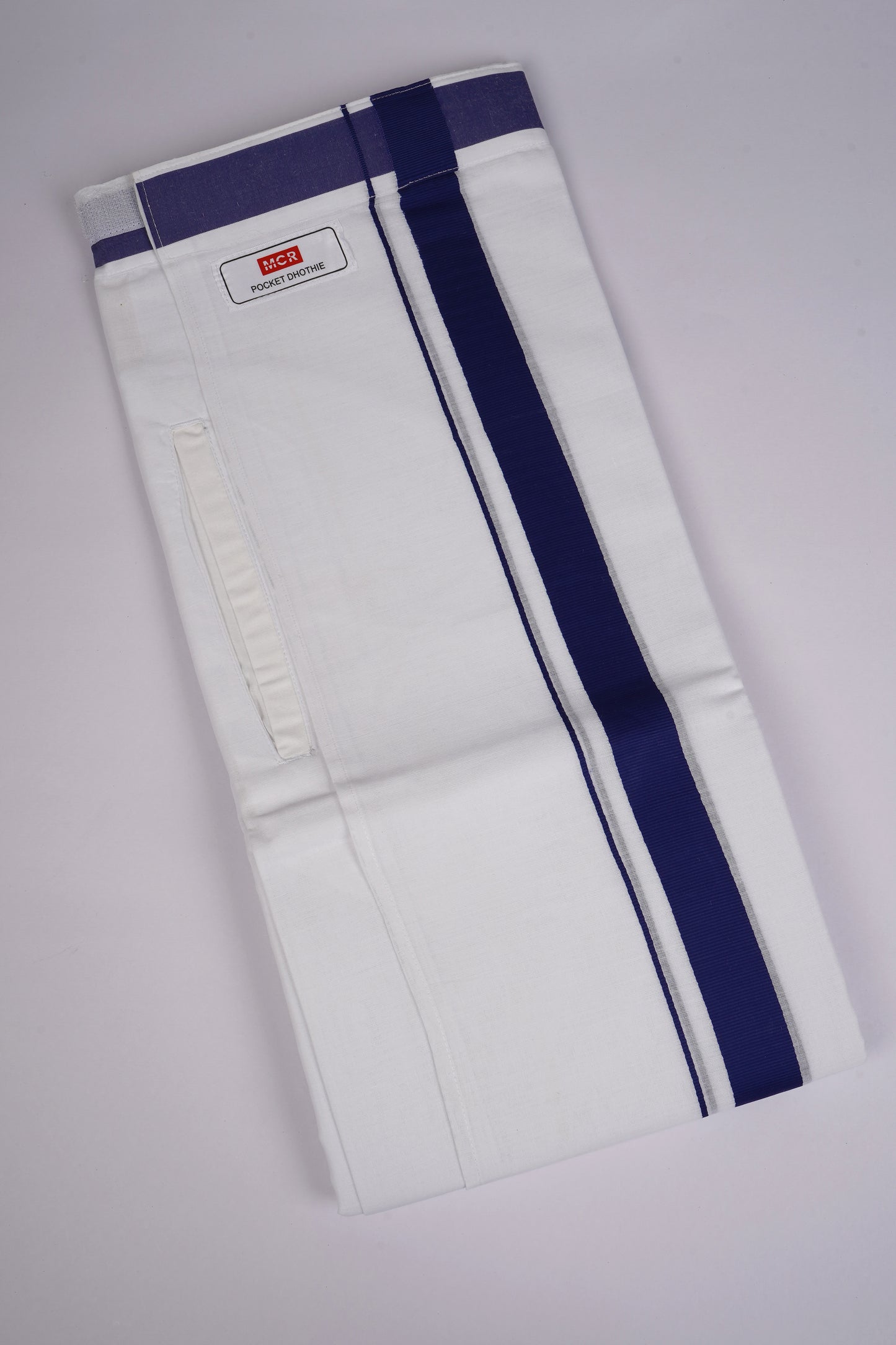 PKT FD-01 VELCRO WHITE DOUBLE DHOTI - Ink Blue