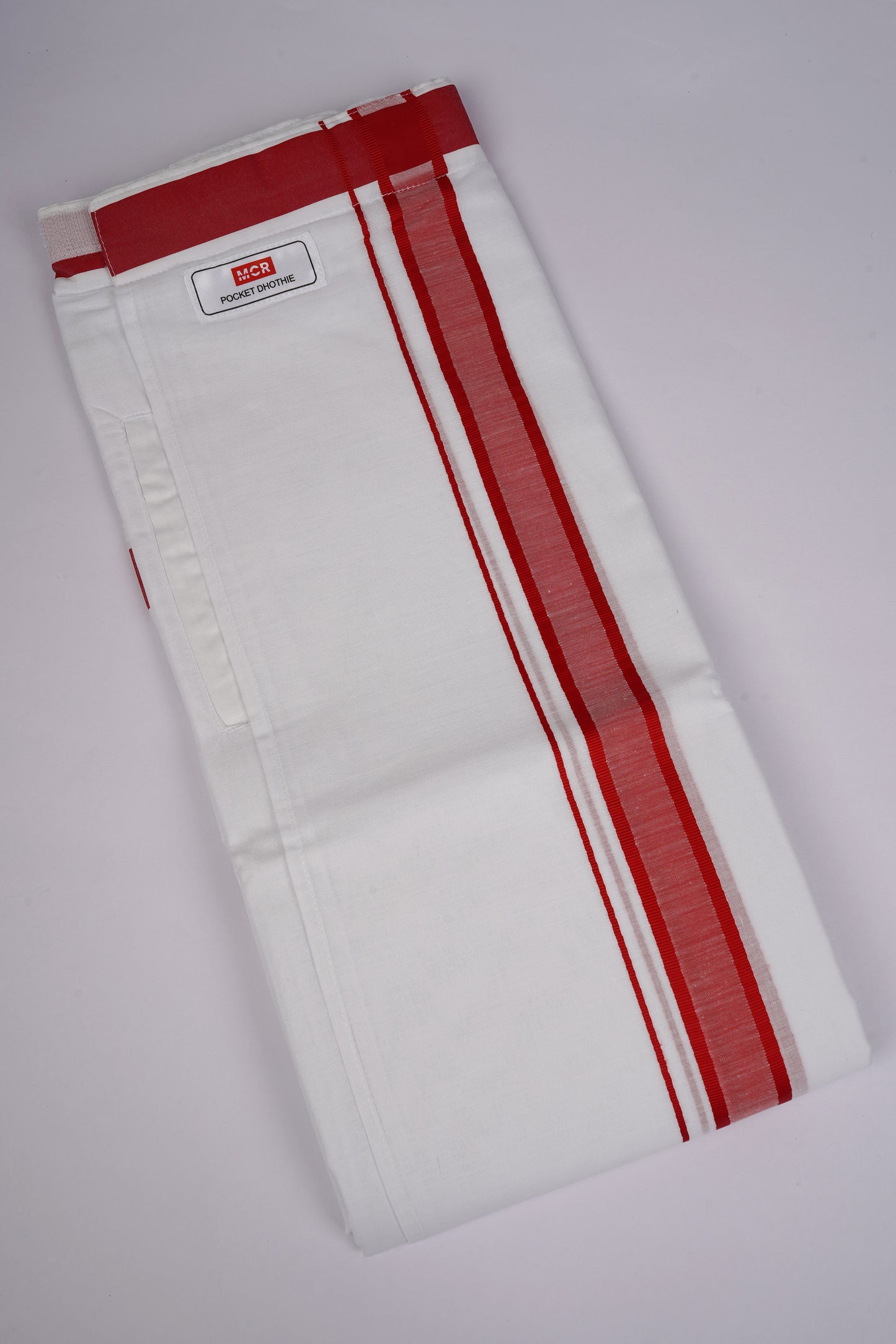 PKT FD-02 VELCRO WHITE DOUBLE DHOTI - Red