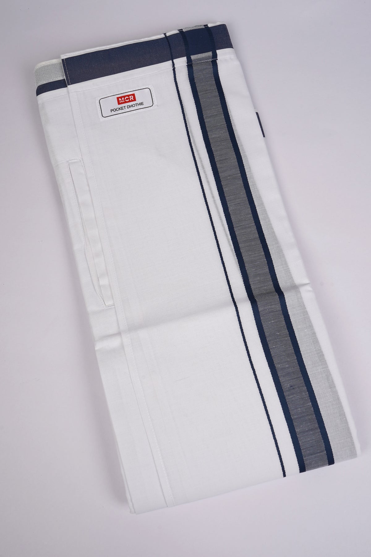 PKT FD-02 VELCRO WHITE DOUBLE DHOTI - Blue
