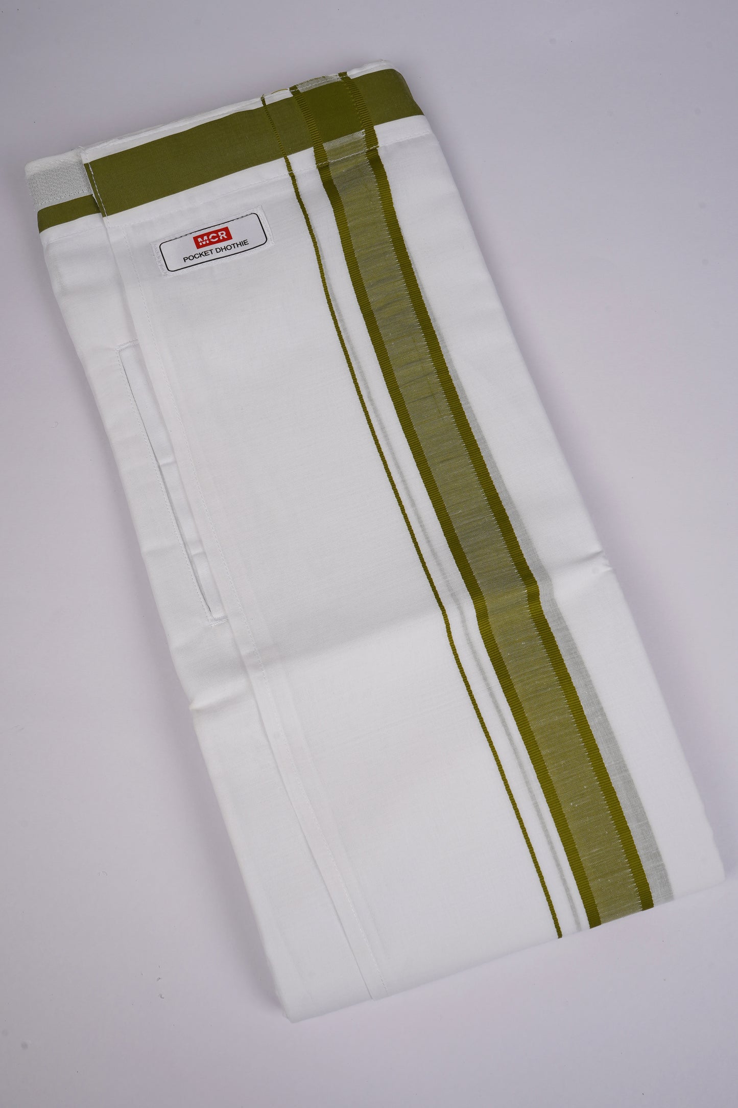 PKT FD-02 VELCRO WHITE DOUBLE DHOTI - Green