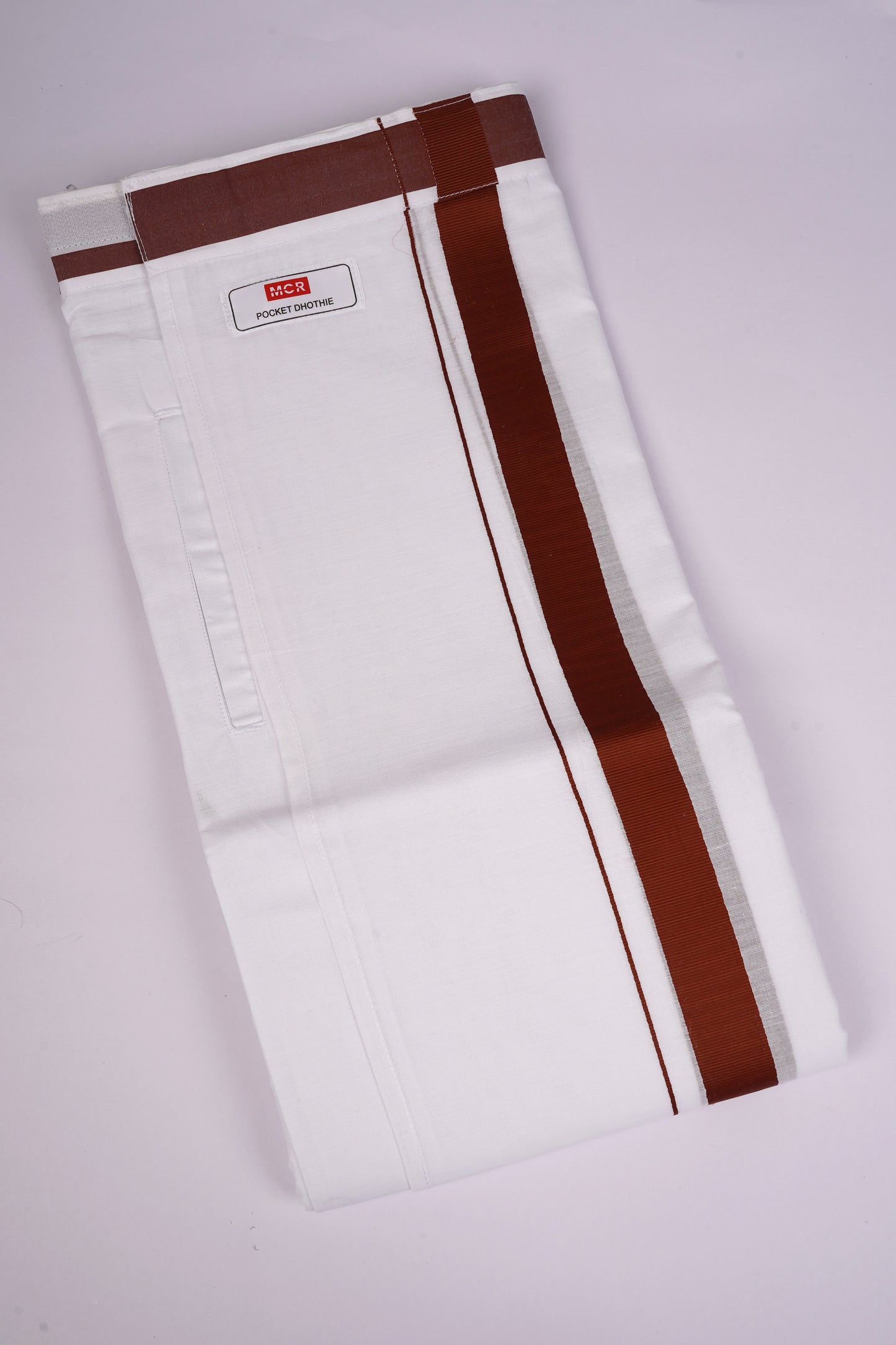 PKT FD-01 VELCRO WHITE DOUBLE DHOTI - Maroon