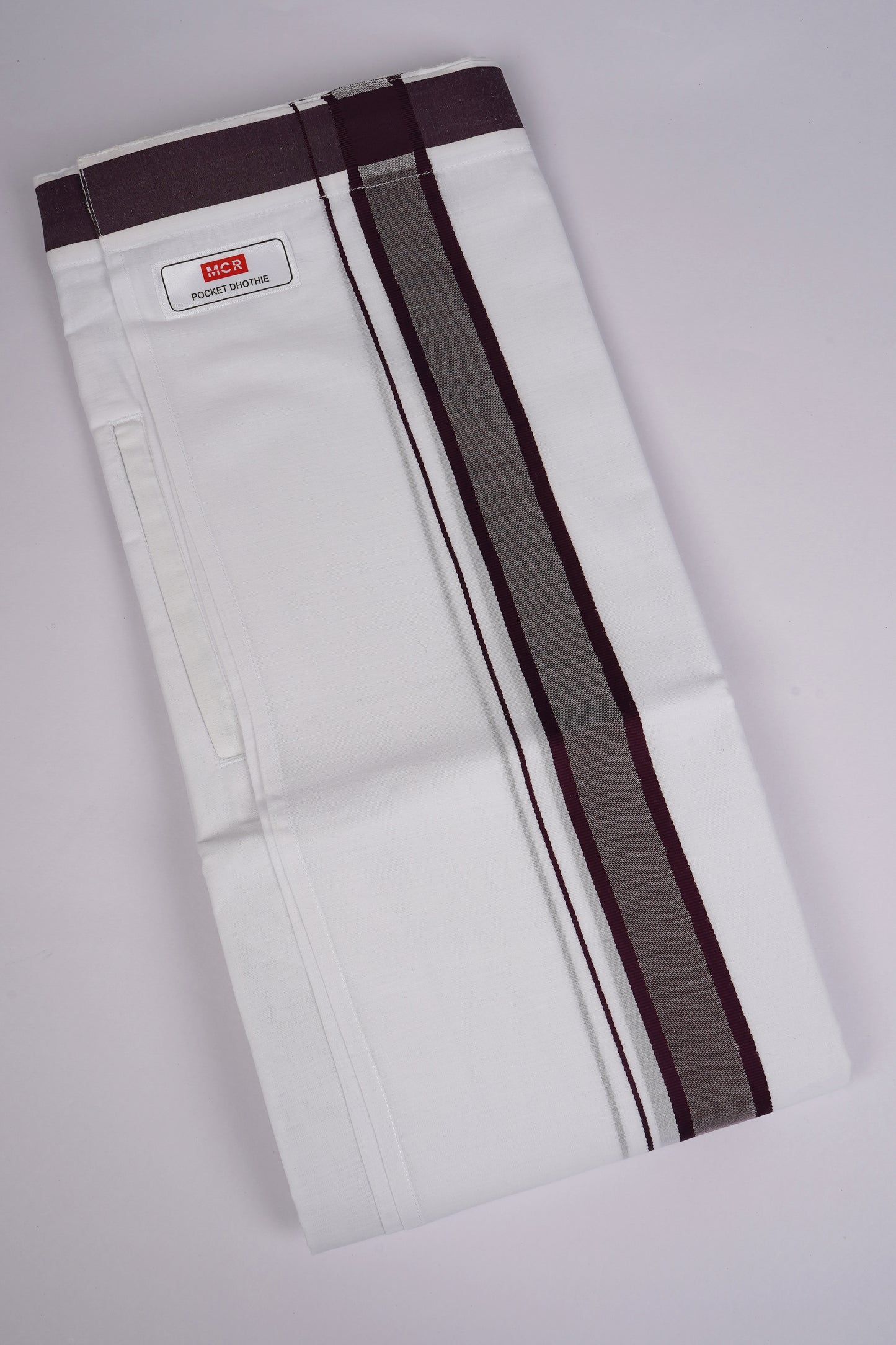 PKT FD-02 VELCRO WHITE DOUBLE DHOTI - Maroon