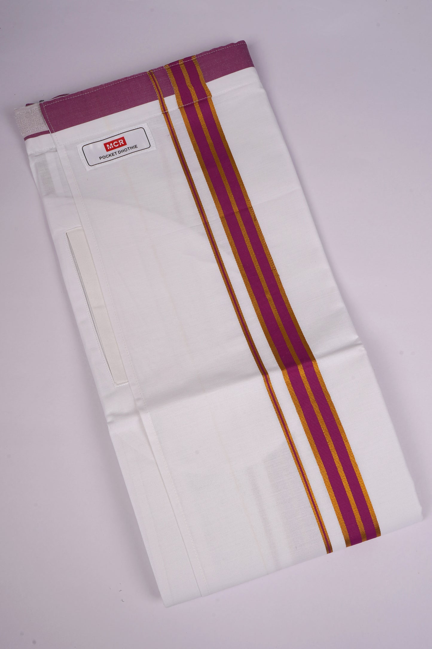 PKT FS-01 VELCRO WHITE SINGLE DHOTI - Dark Pink