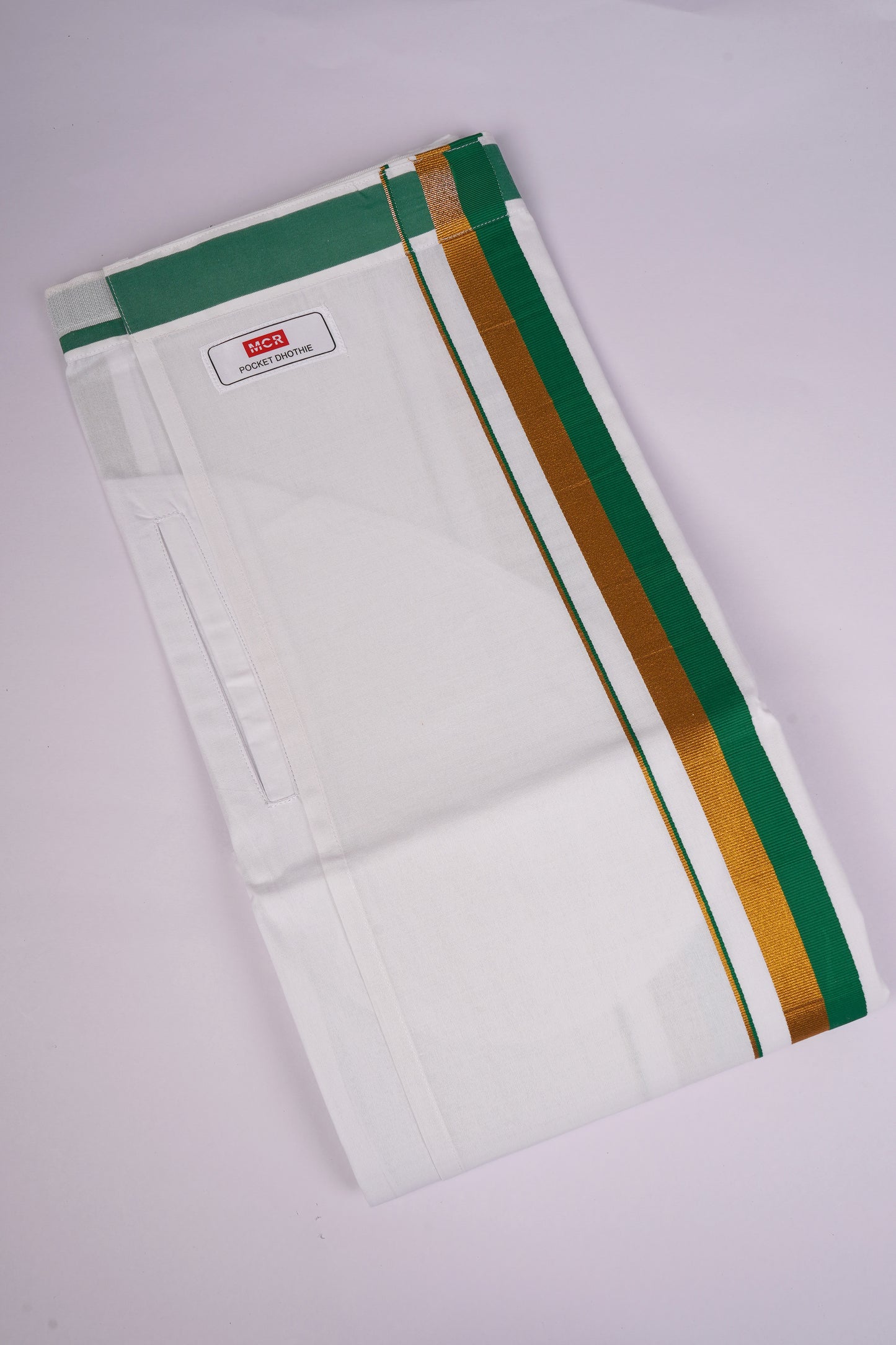 PKT FS-01 VELCRO WHITE SINGLE DHOTI - Green