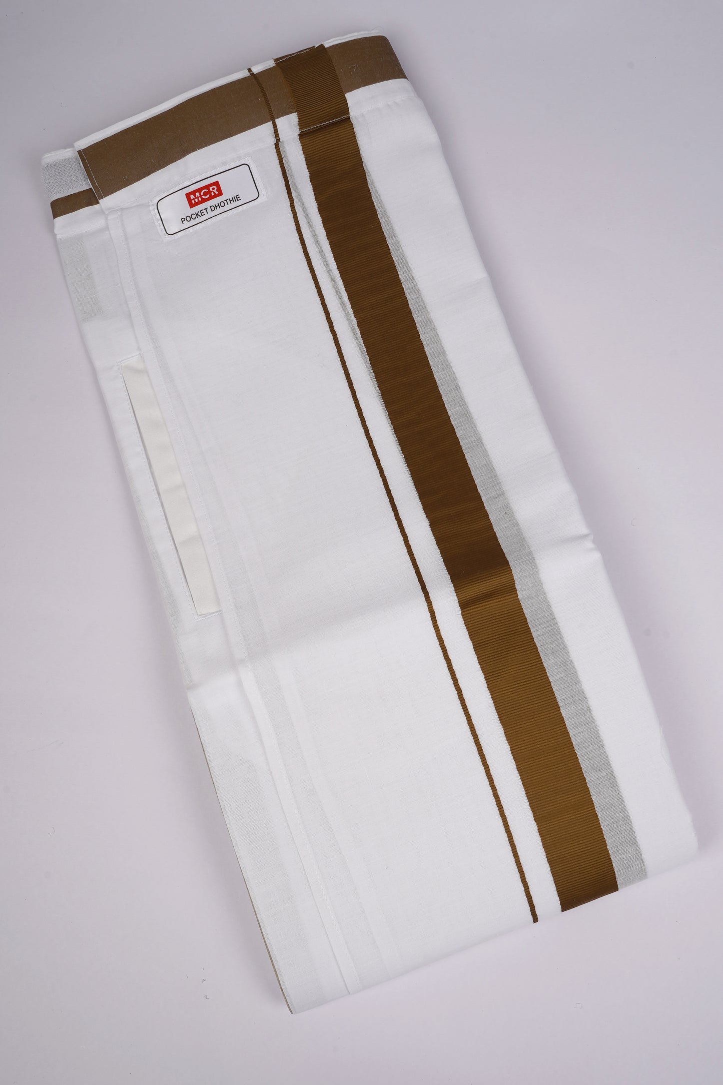 PKT FD-01 VELCRO WHITE DOUBLE DHOTI - Brown