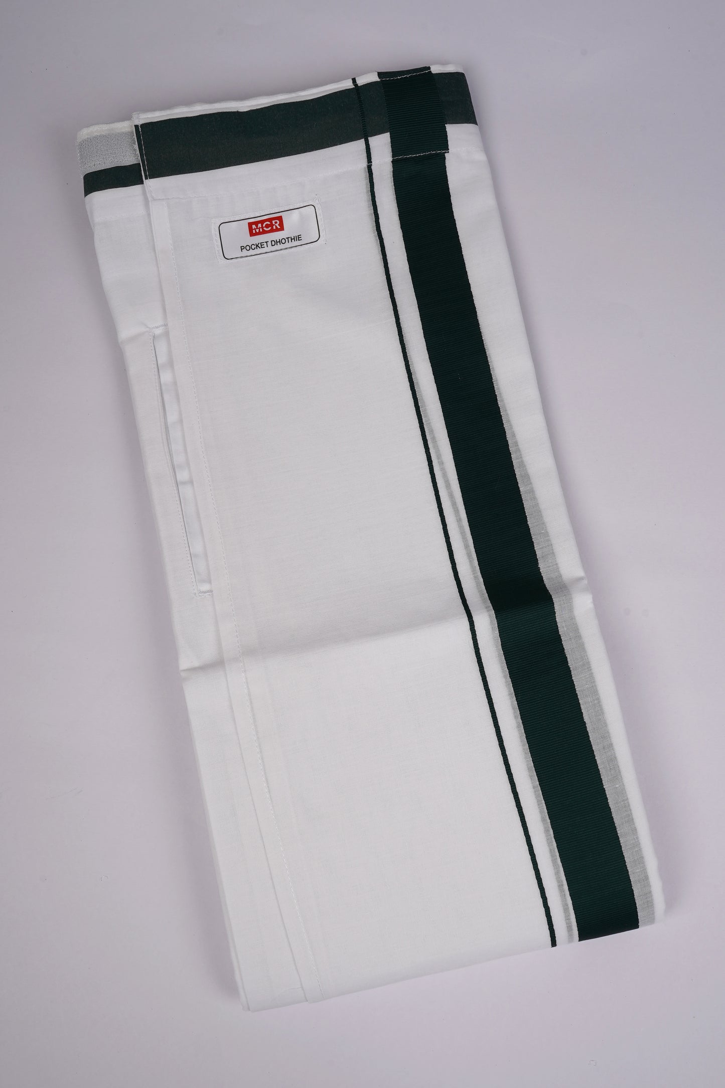 PKT FD-01 VELCRO WHITE DOUBLE DHOTI - Dark Green