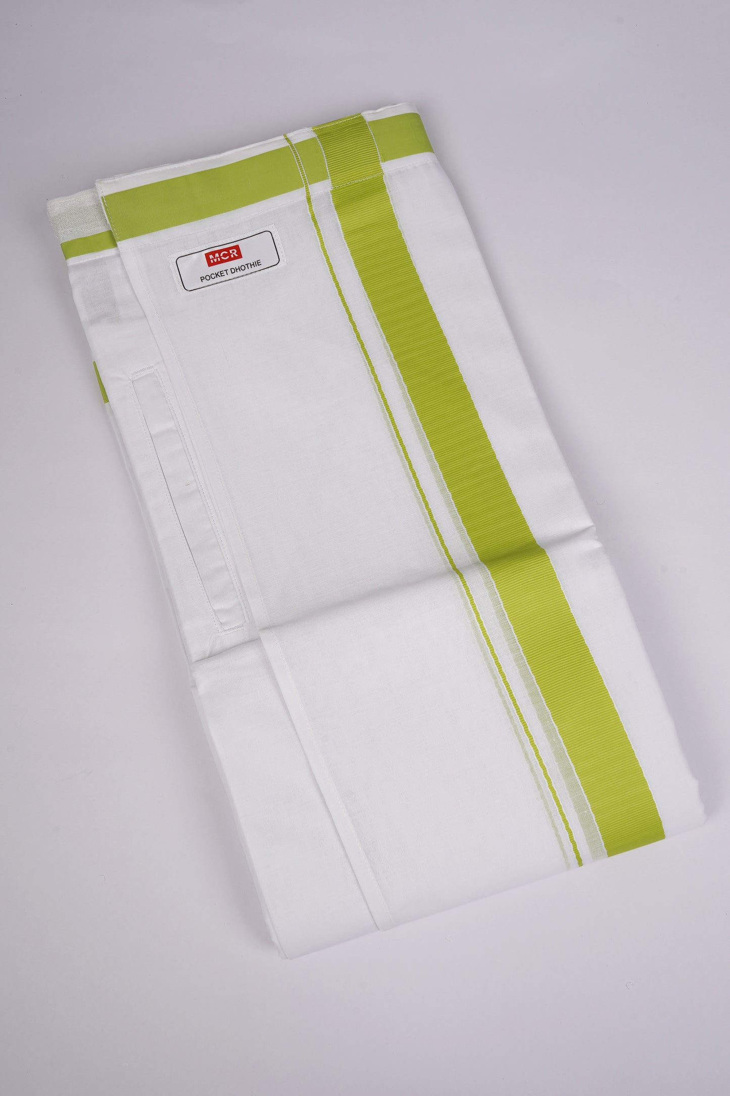 PKT FD-01 VELCRO WHITE DOUBLE DHOTI - Green