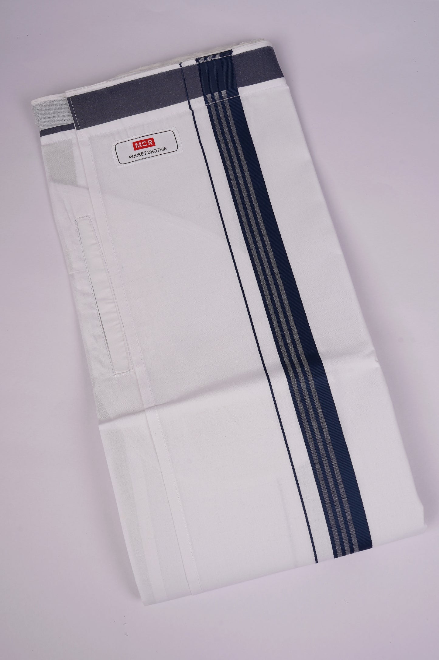 PKT FS-01 VELCRO WHITE SINGLE DHOTI - Dark Blue