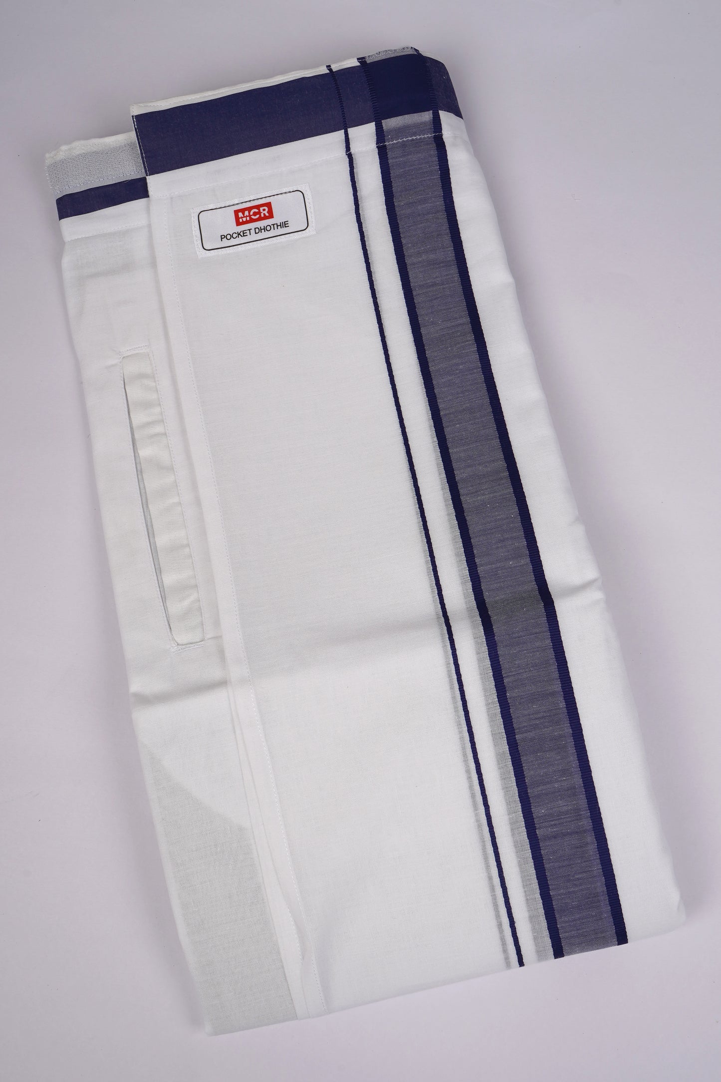 PKT FD-02 VELCRO WHITE DOUBLE DHOTI - Blue