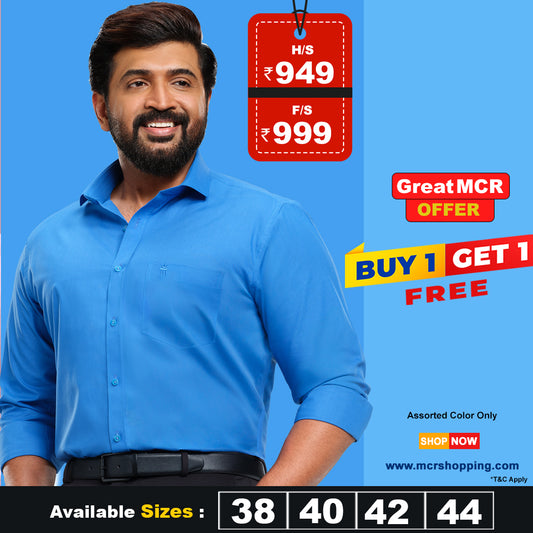 Great MCR Offer Combo Colour Shirt (Buy 1 get 1 free) (Assorted Color Only)