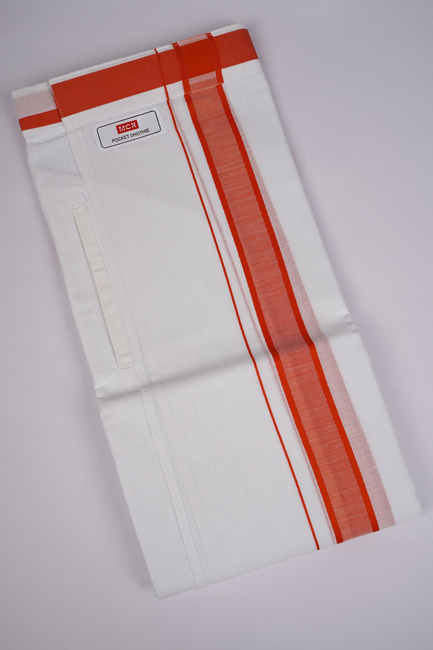 PKT FD-02 VELCRO WHITE DOUBLE DHOTI - Light Orange