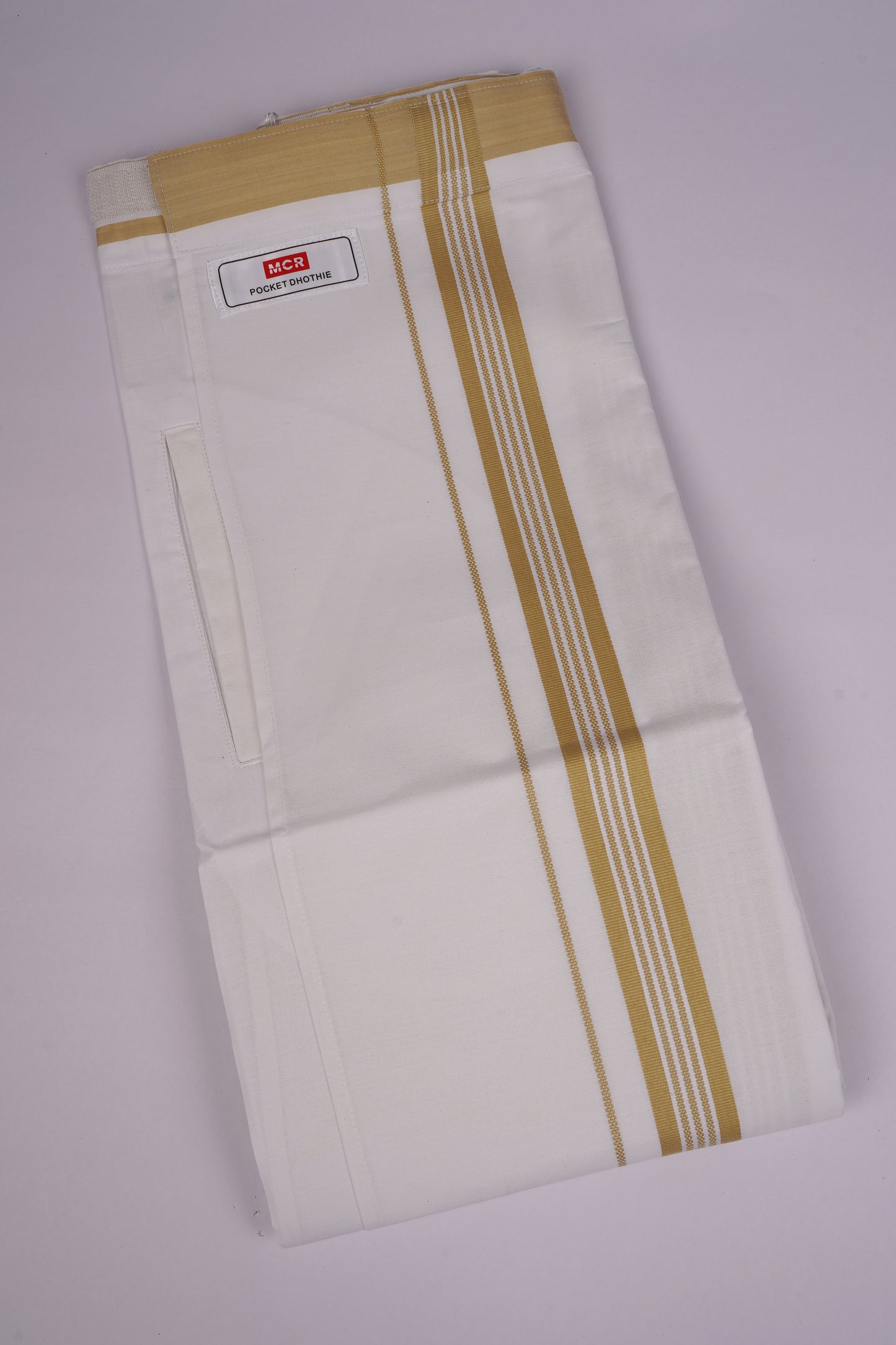 PKT FS-01 VELCRO WHITE SINGLE DHOTI -Light yellow