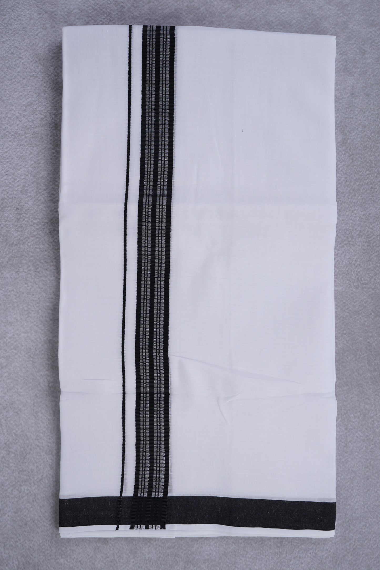 Easy Fit Fancy Border White Double Dhotis - Black