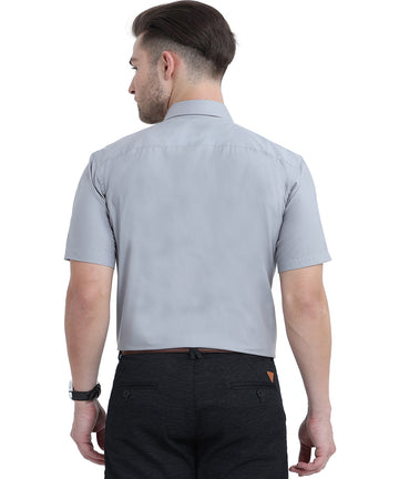 Order Stain Free Half Sleeve Formal Grey Color Shirt For Men