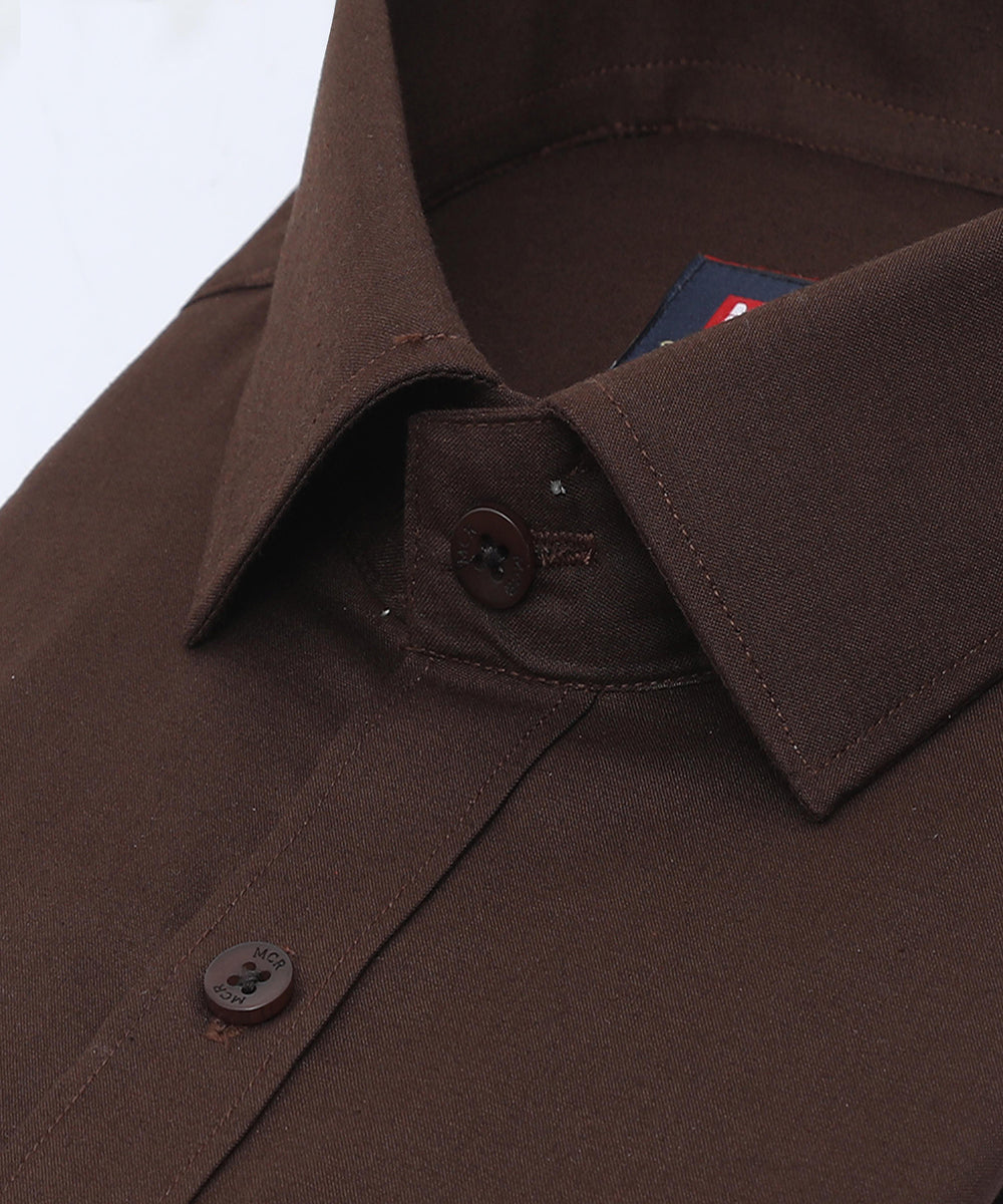 Buy Stain Free Half Sleeve Formal Brown Color Shirt For Men Online