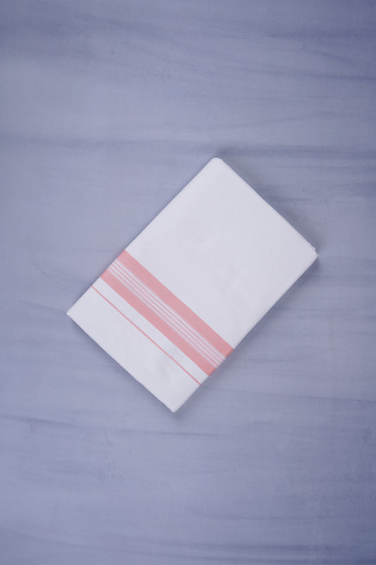 KERALOOM FINISH COTTON 331 W/D DHOTI 3.80 MTR - Light Pink