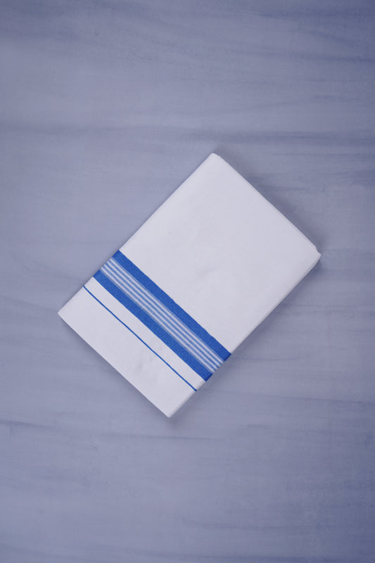 KERALOOM FINISH COTTON 331 W/D DHOTI 3.80 MTR - Blue