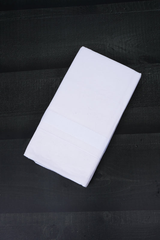 Pure Cotton White Paramas Border Double Dhoti Devotional Weave 4.00 m | PMD-04 White 2