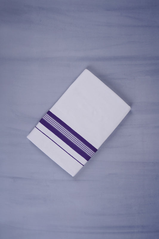 KERALOOM FINISH COTTON 331 W/D DHOTI 3.80 MTR - Dark Violet
