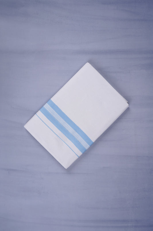 KERALOOM FINISH COTTON 331 W/D DHOTI 3.80 MTR - Sky Blue