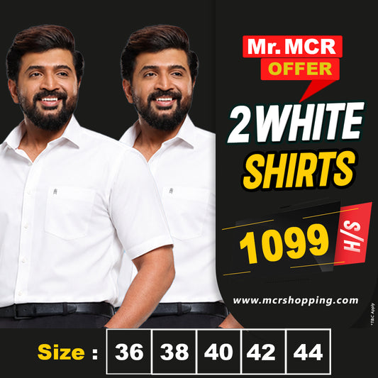 Mr. MCR Offer Combo White Shirt (Buy 1 get 1 free)