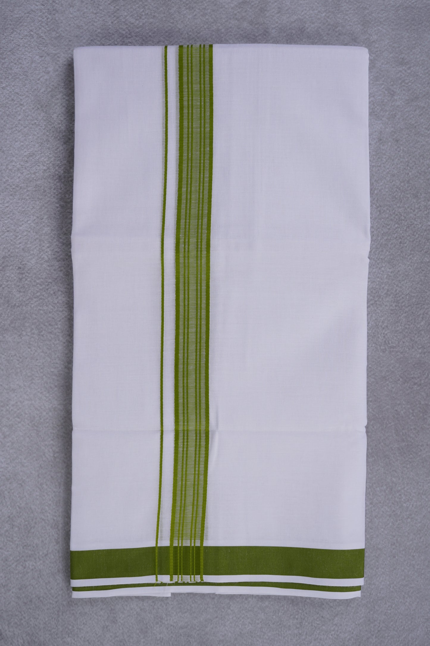Easy Fit Fancy Border White Double Dhotis - Light Green