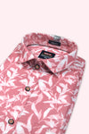 SHOP NEWSMAKER SLIMFIT HALF SLEEVE PINK WHITE MEN SHIRT