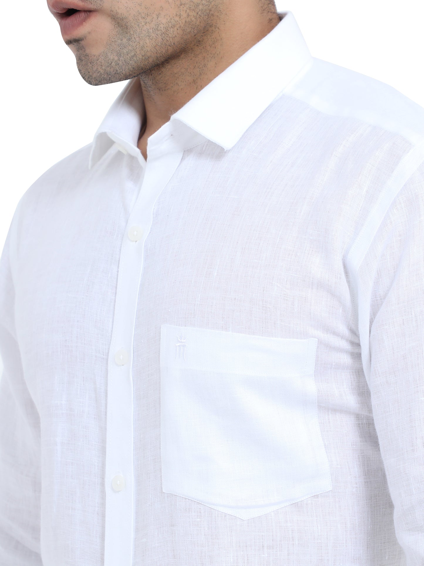 PURE LINEN WHITE FULL SLEEVE SHIRT - 6026 MEN WHITE SHIRT