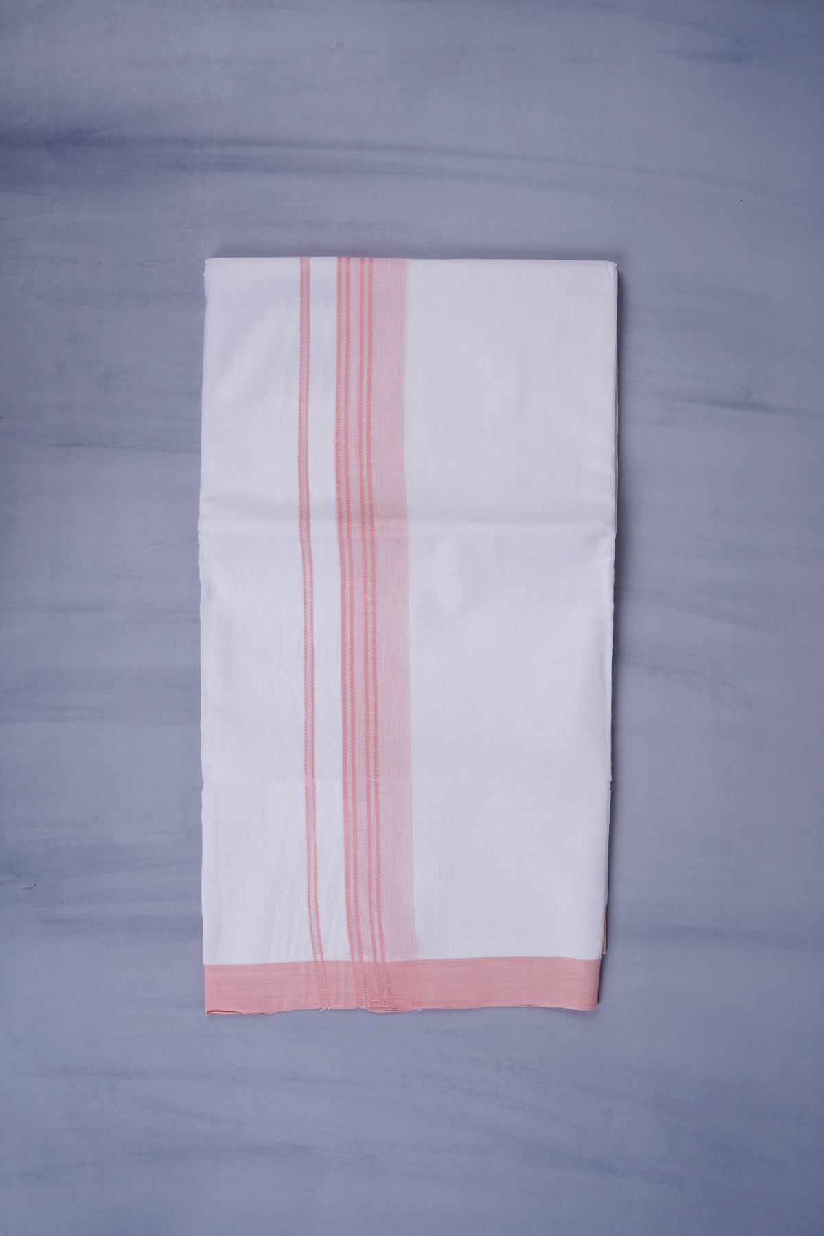 Pure Cotton Dhoti White Double Keraloom 333 | Pink 3.80m