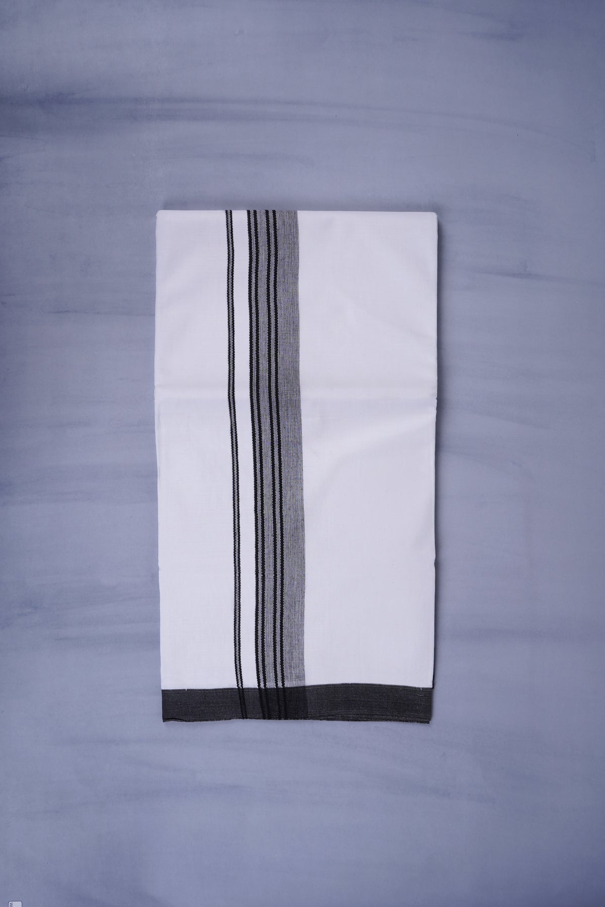 Pure Cotton White Dhoti Double for Men - Black 3.80m | Keraloom 333