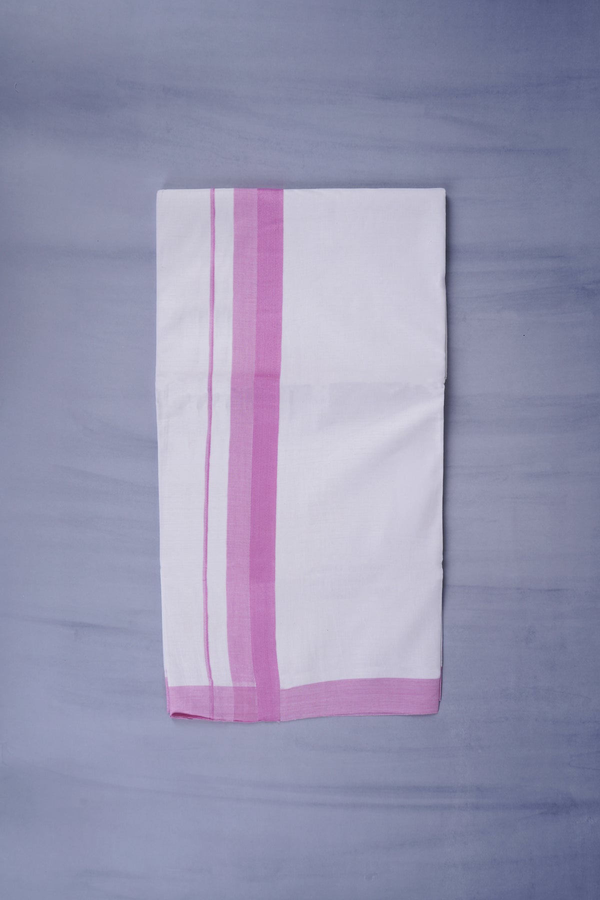 Pure Cotton White Dhoti Double for Men - Pink 3.80m | Keraloom 332