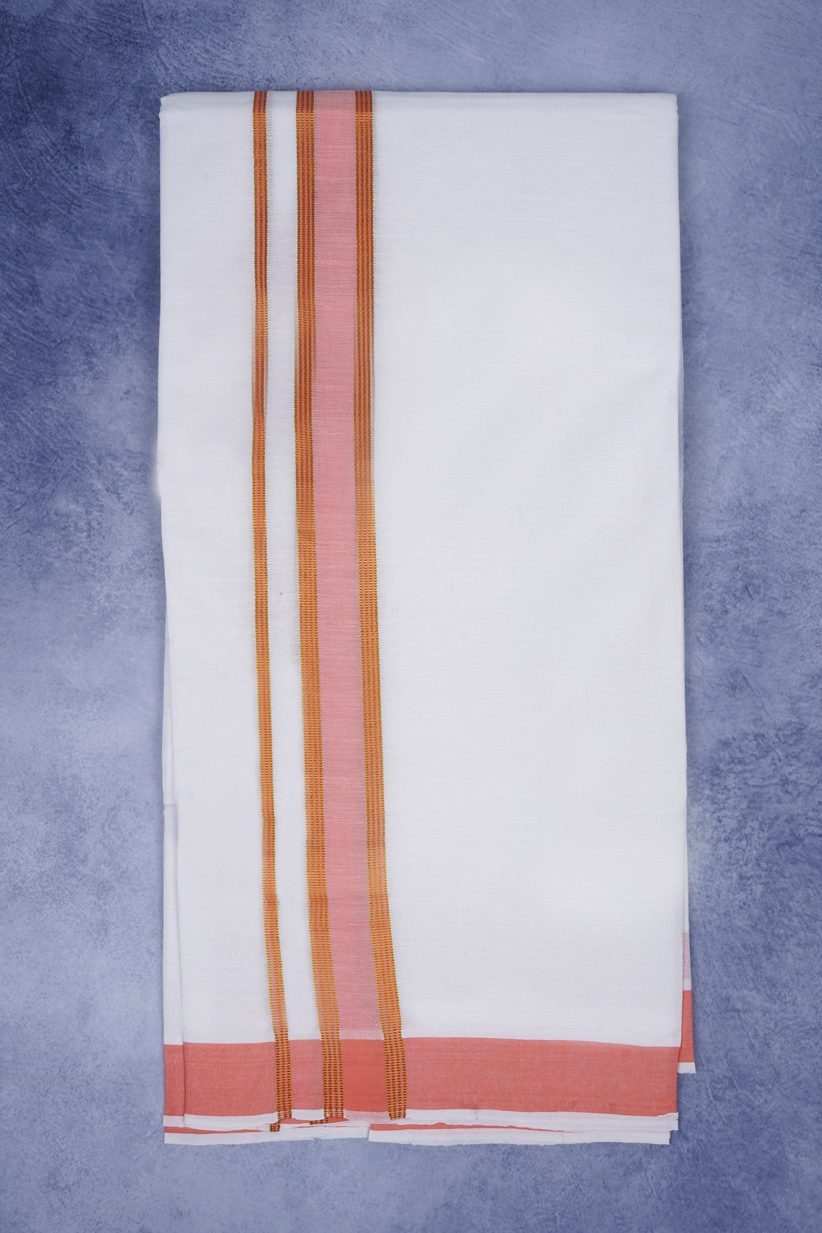 Feather Finish Cotton 2929 W/D Dhothie 3.80 MTR - Orange