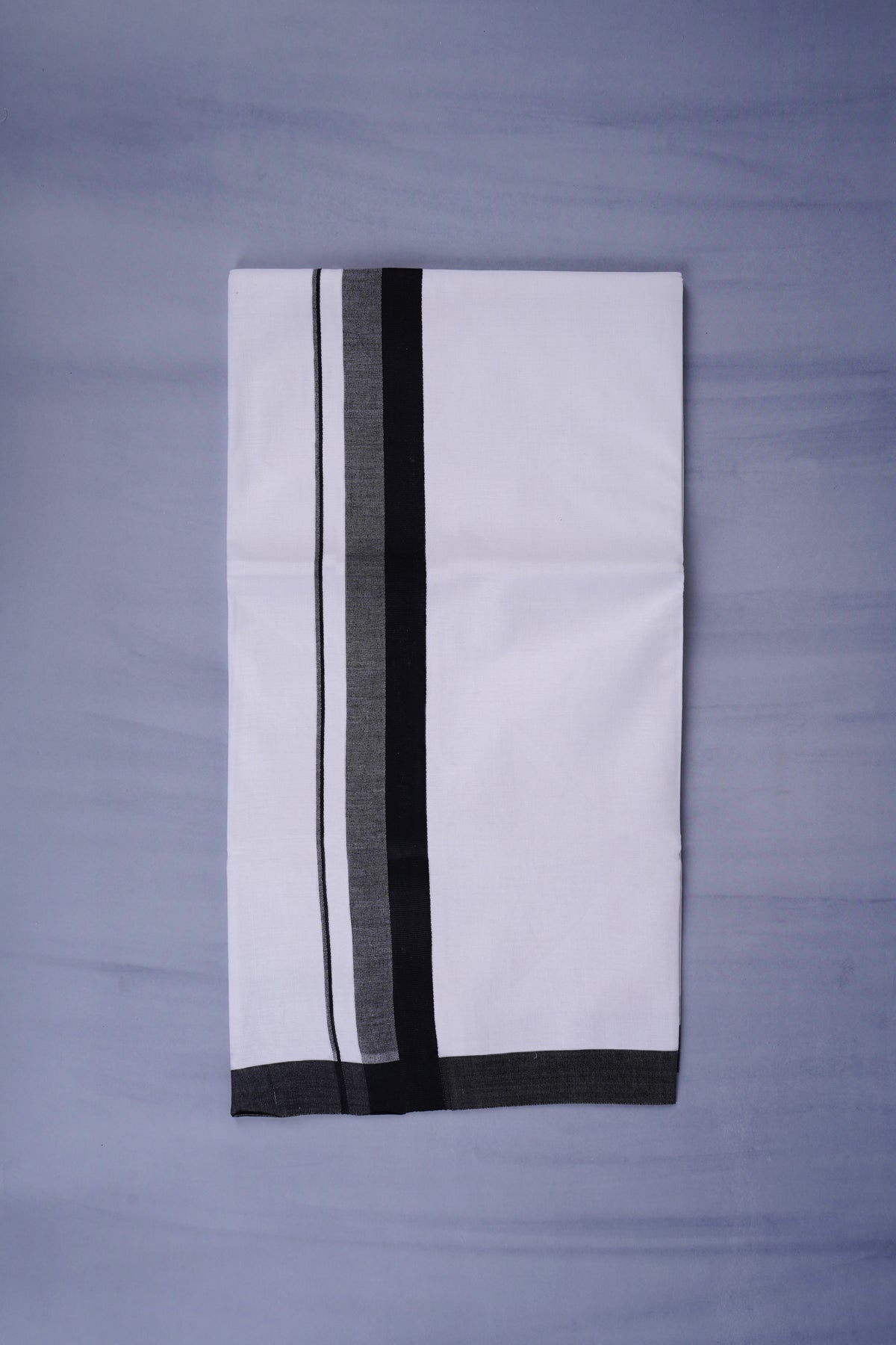 Pure Cotton White Dhoti Double for Men - Black 3.80m | Keraloom 332