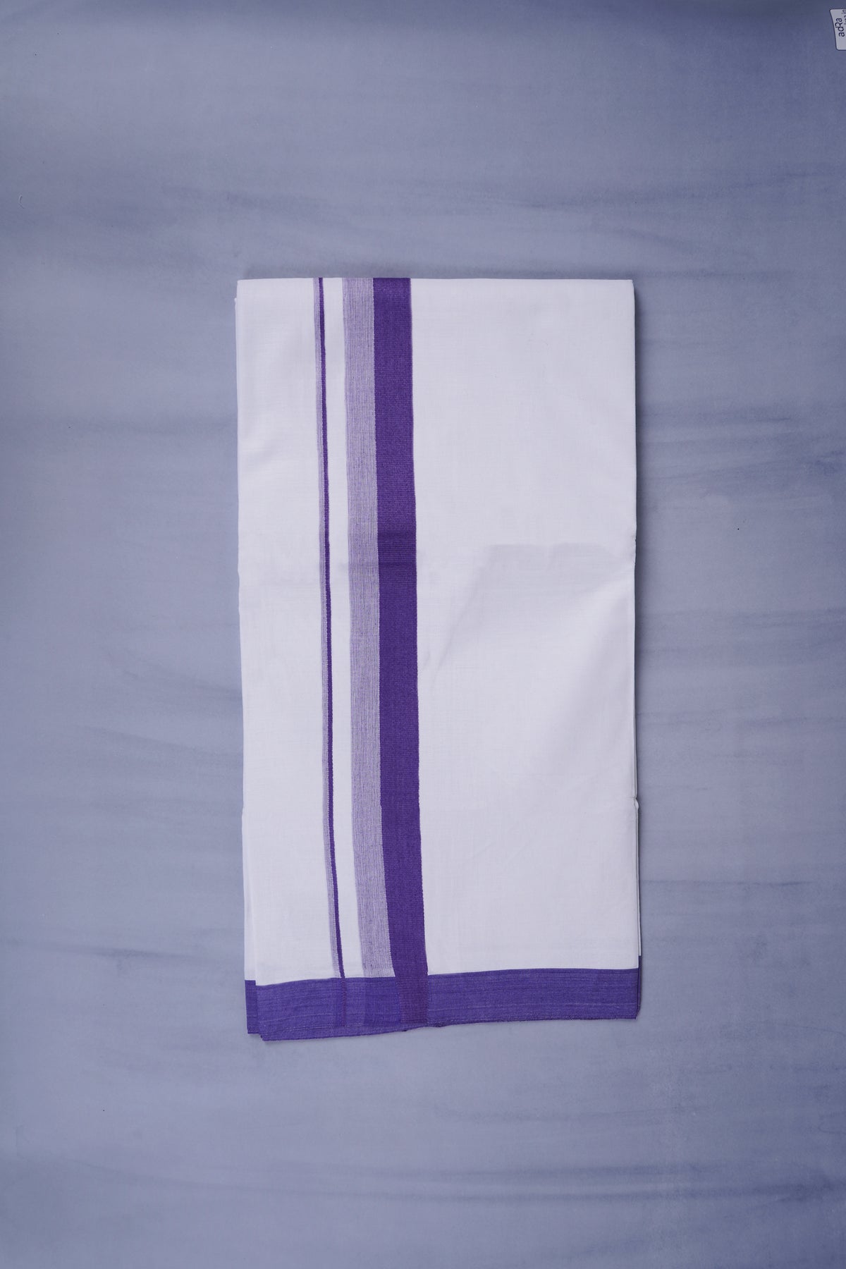 Pure Cotton White Dhoti Double for Men - Violet 3.80m | Keraloom 332