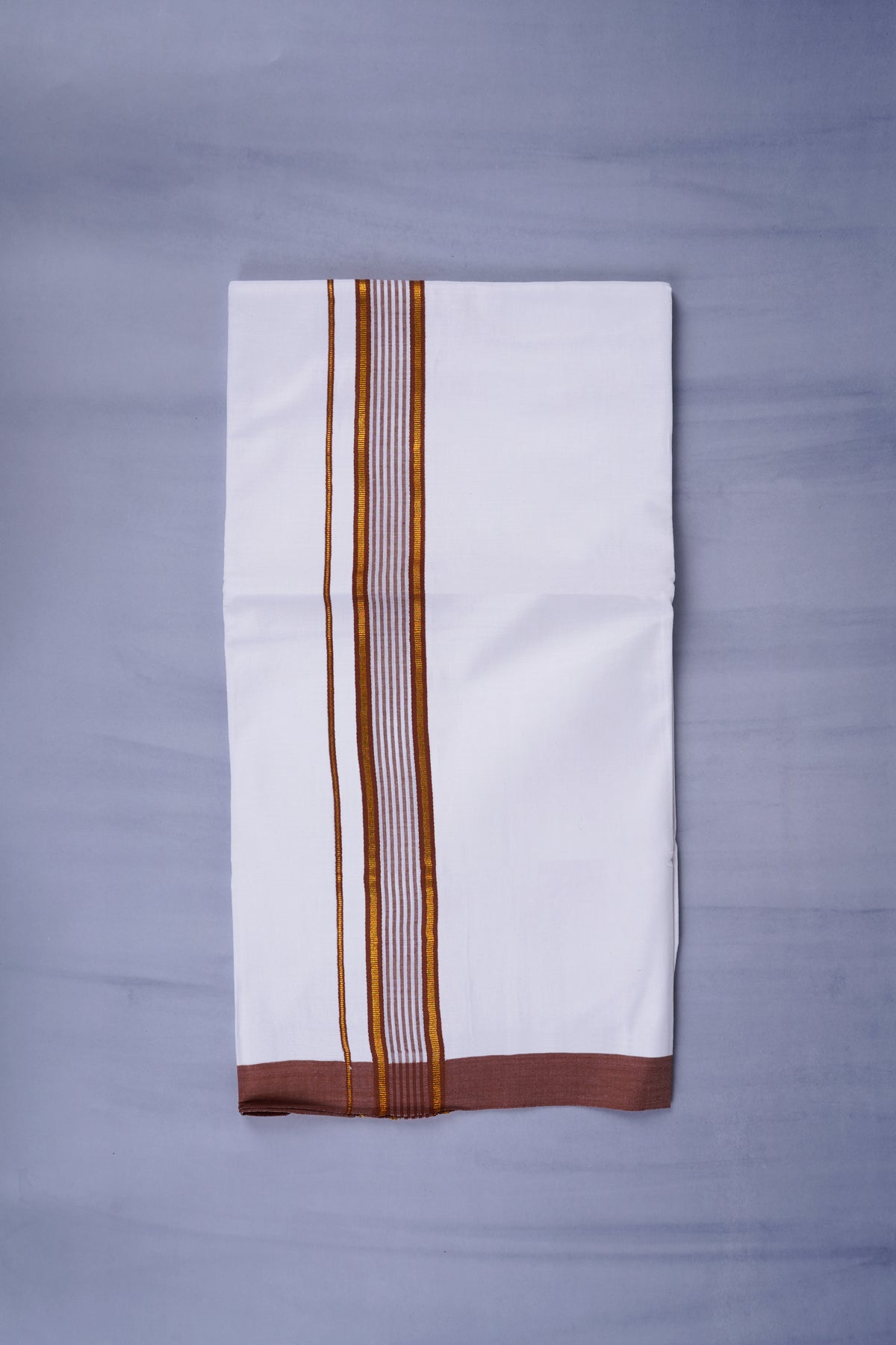 Pure Cotton White Dhoti Double for Men - Brown 3.80m | Keraloom 330
