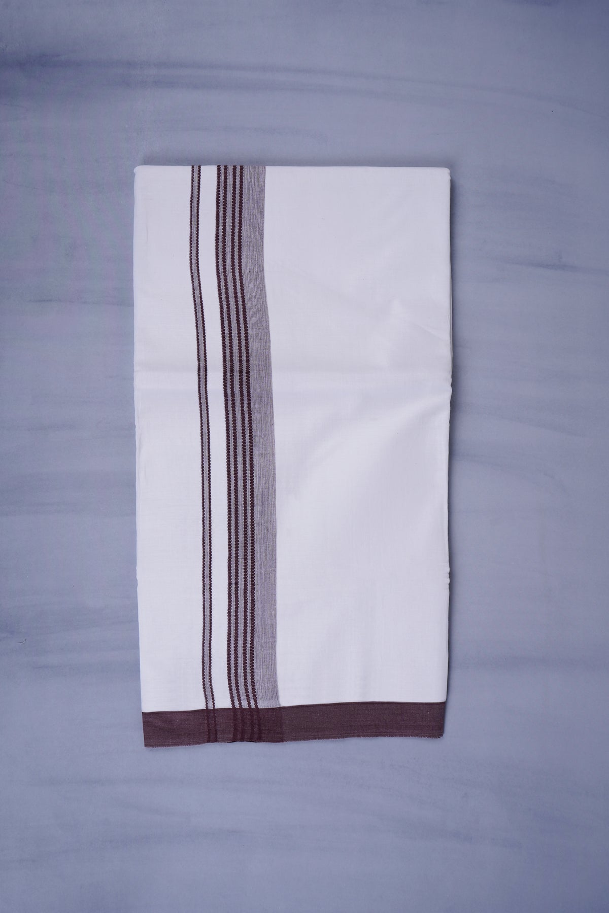 Pure Cotton Dhoti White Double Keraloom 333 | Maroon 3.80m