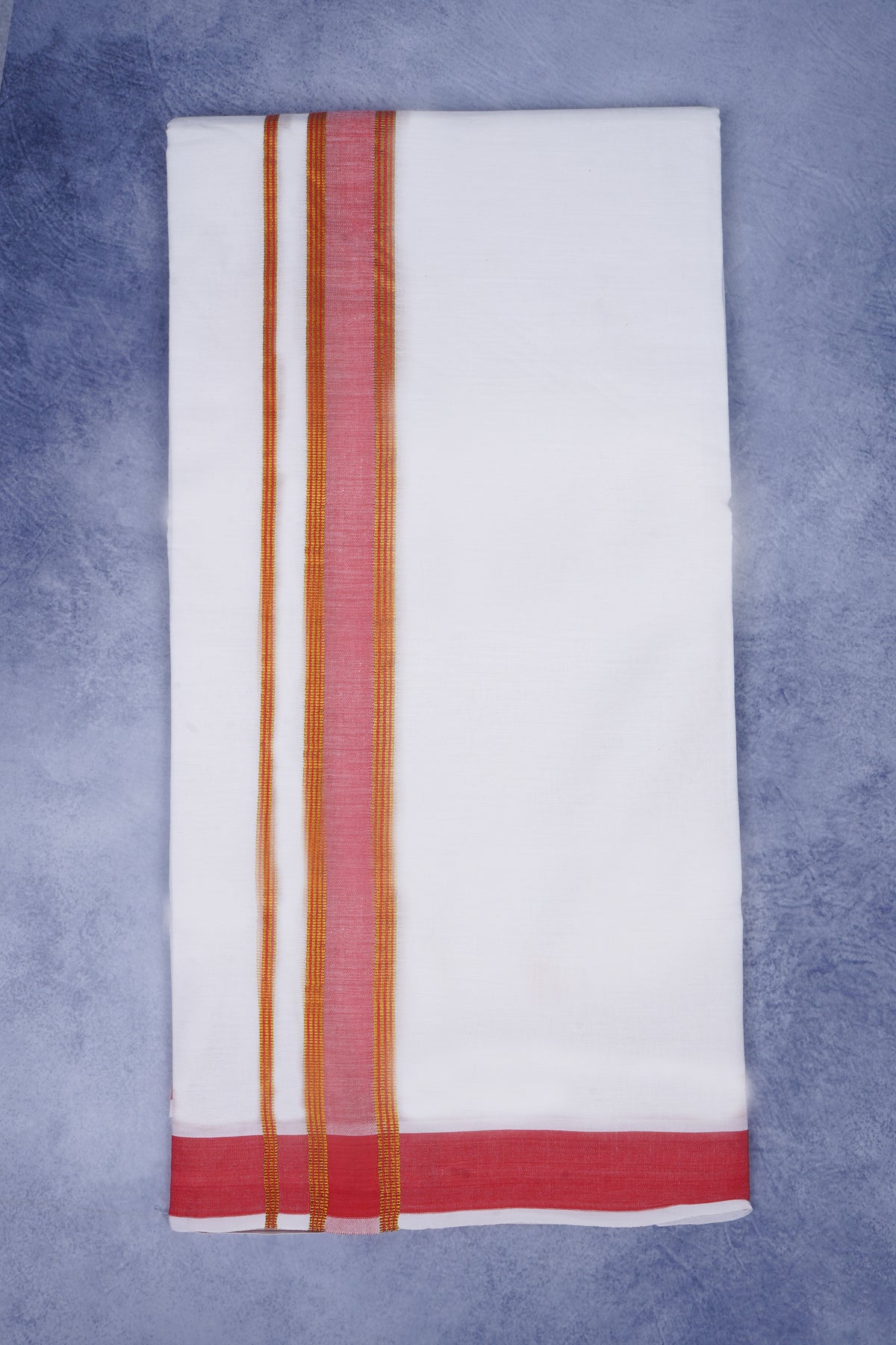Feather Finish Cotton 2929 W/D Dhothie 3.80 MTR - Dark Red