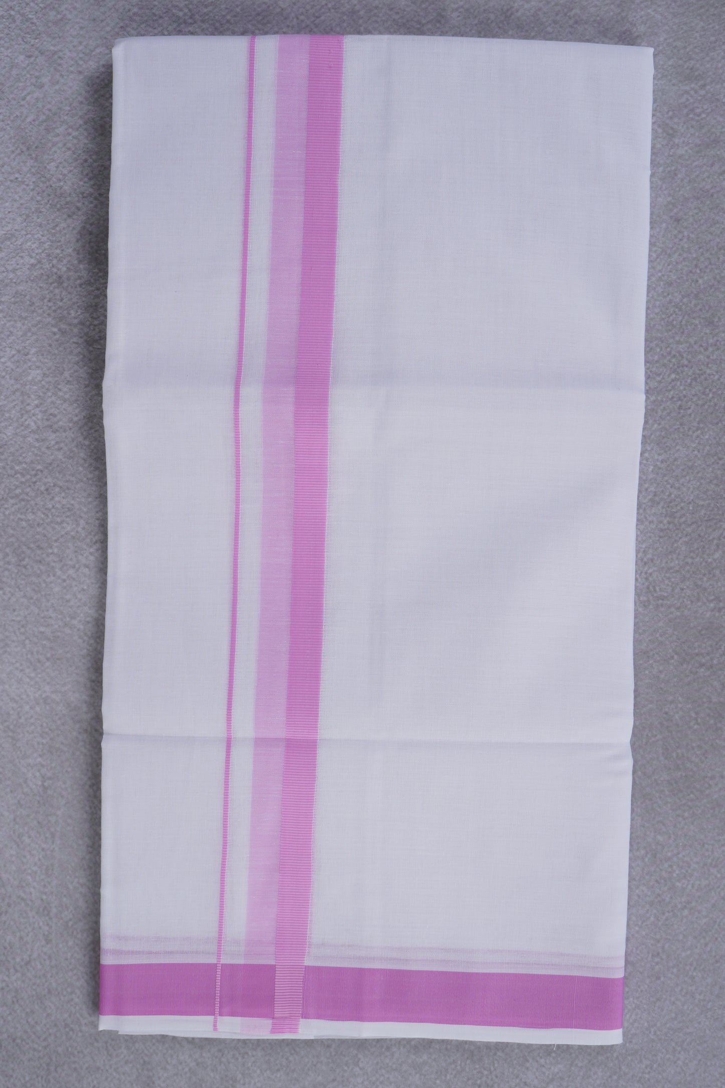 Easy Fit Fancy Border White Double Dhotis - Pink