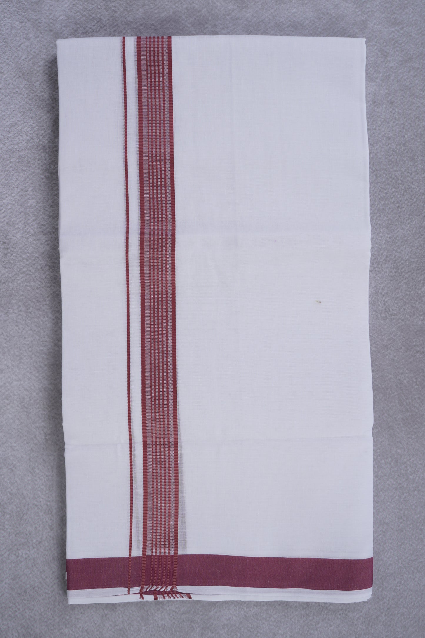 Easy Fit Fancy Border White Double Dhotis - Maroon