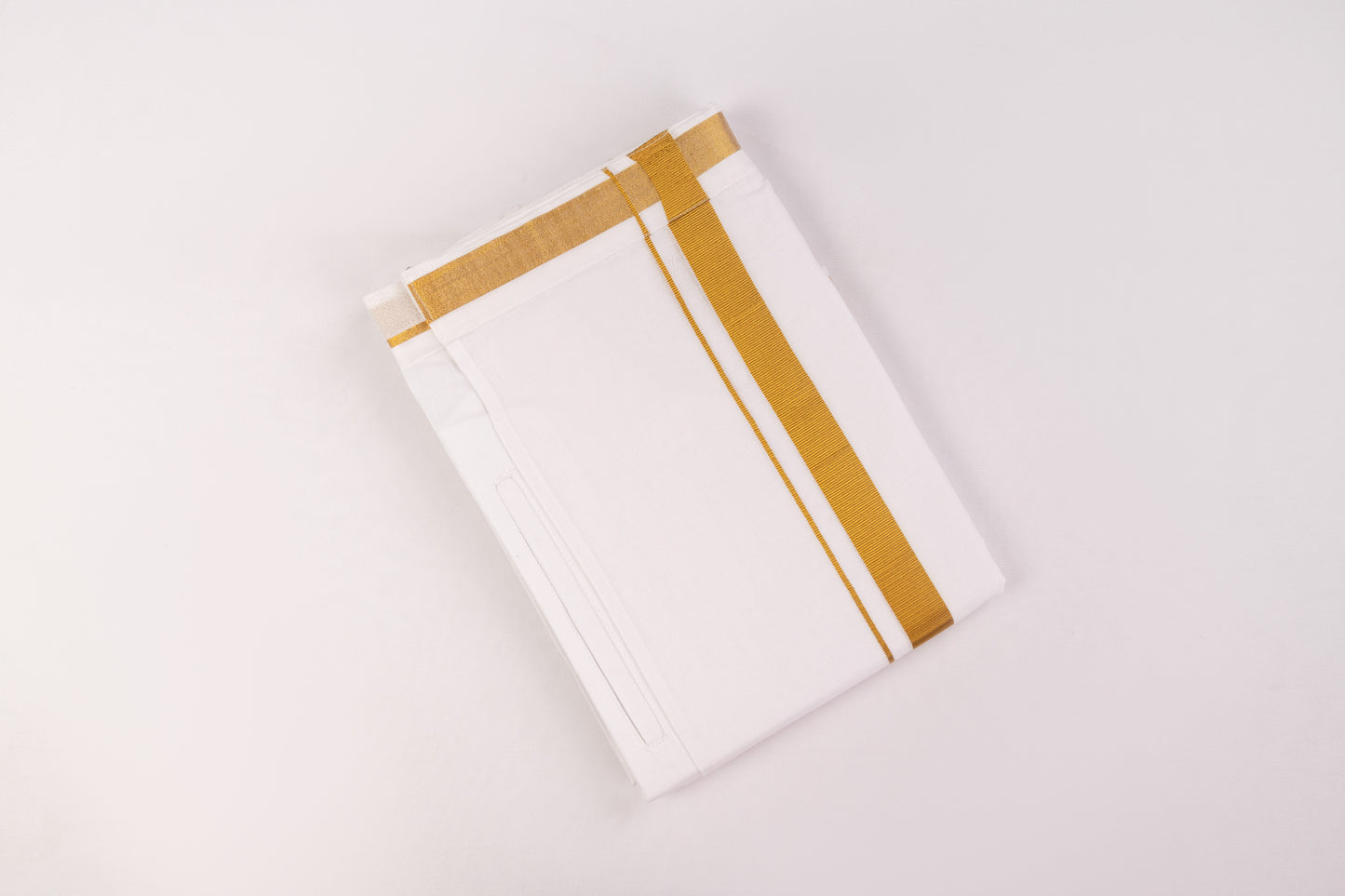 ORDER VELCRO POCKET WHITE GOLD BORDER READYMADE DHOTHIE