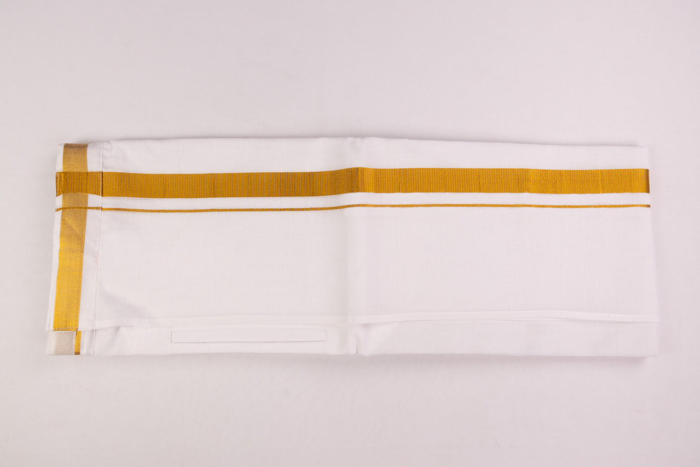 ORDER VELCRO POCKET WHITE GOLD BORDER READYMADE DHOTHIE