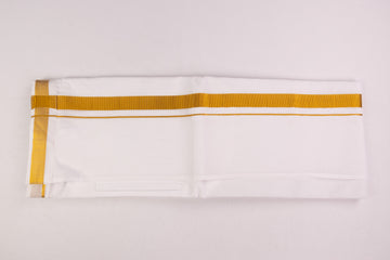 ORDER VELCRO POCKET WHITE GOLD BORDER READYMADE DHOTHIE