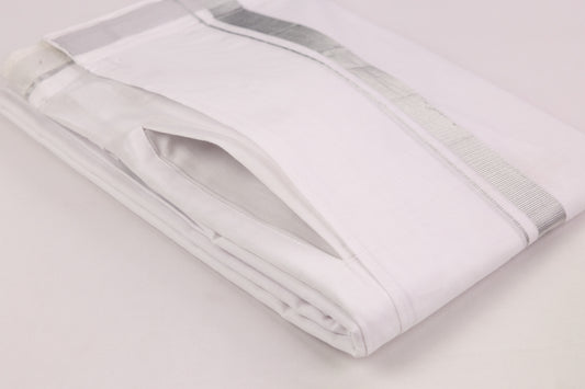 Buy Superior Quality Velcro White Silver Border Double Dhothie