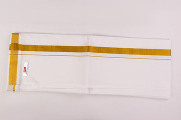 ORDER VELCRO POCKET WHITE GOLD BORDER READYMADE DHOTHIE