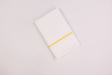 BUY LINEN LIFE GOLD BORDER WHITE SINGLE DHOTI