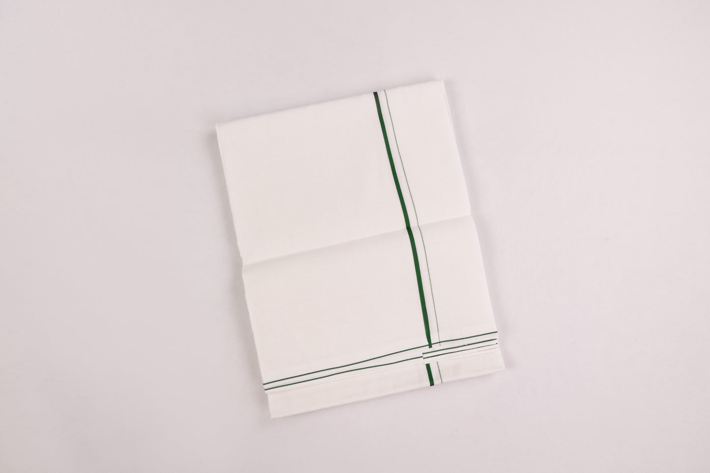 SHOP LINEN LIFE GREEN BORDER WHITE SINGLE DHOTI