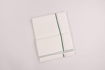 SHOP LINEN LIFE GREEN BORDER WHITE SINGLE DHOTI