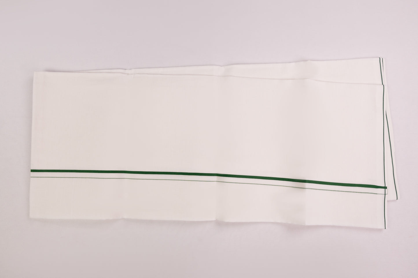 ORDER LINEN LIFE GREEN BORDER WHITE SINGLE DHOTI