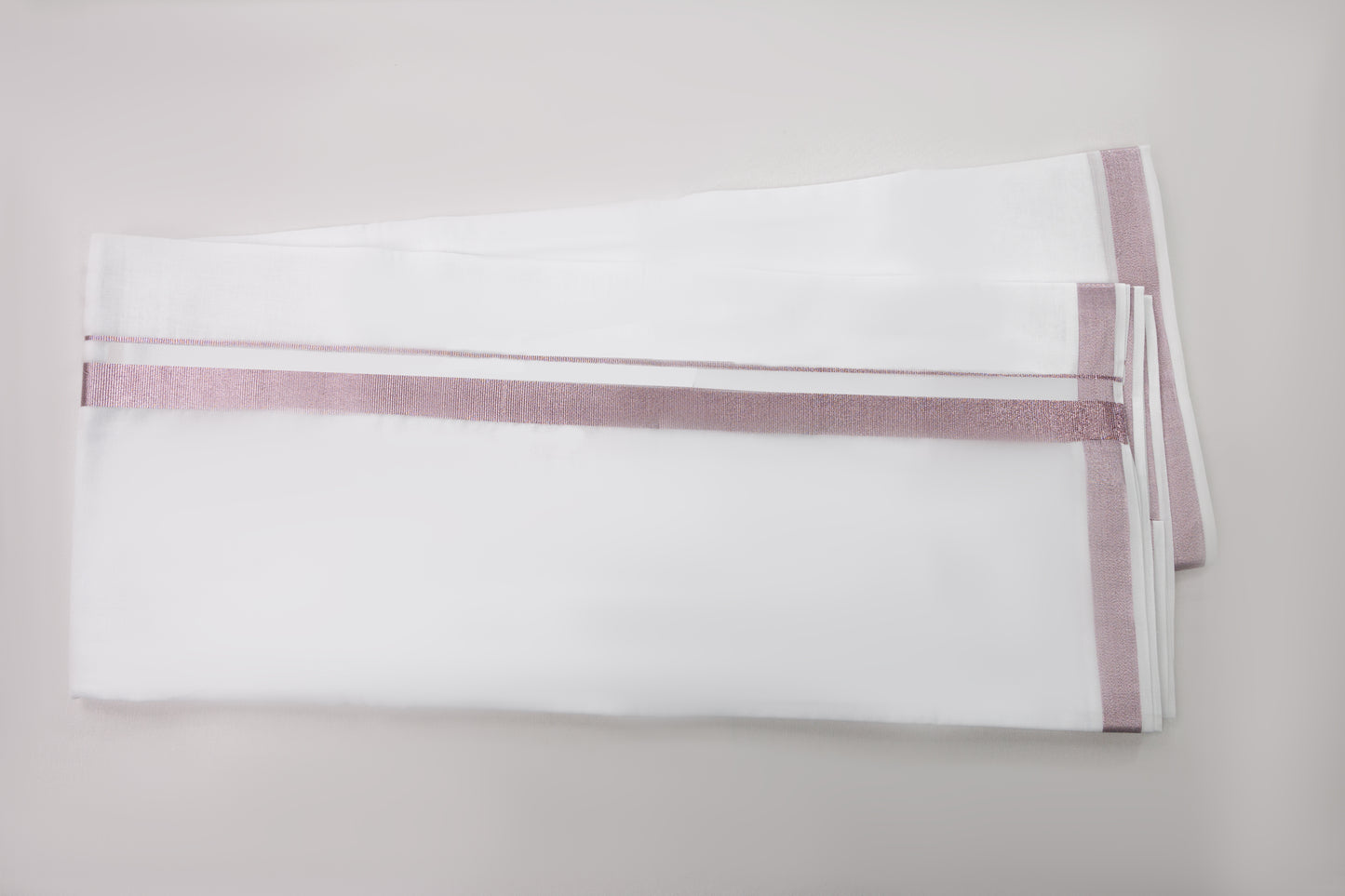 ROSE TISSUE BORDER WHITE DOUBLE DHOTI FOR MEN - GLD-135